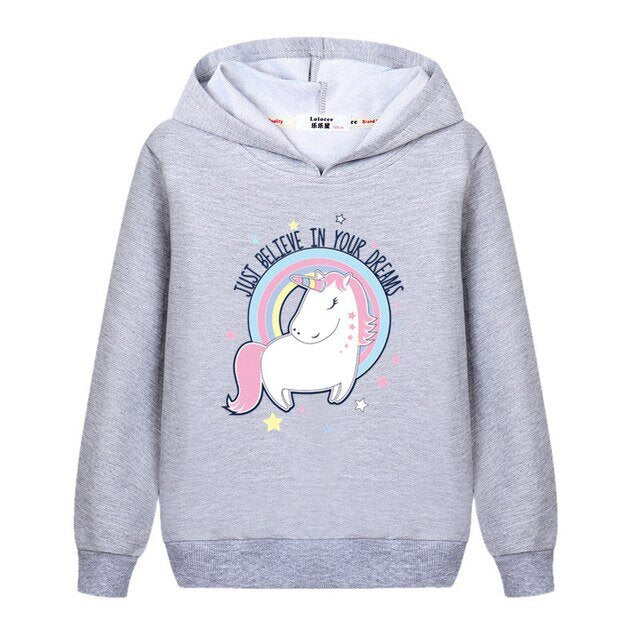 Sweat Licorne Fille Gris