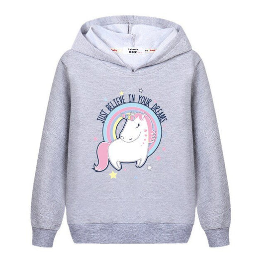 Sweat Licorne Fille Gris