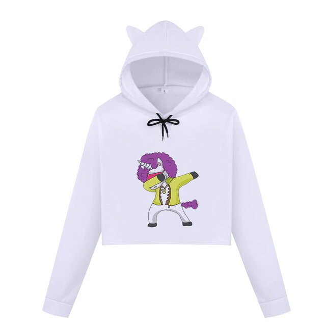 Sweat Crop Top Licorne Disco Dab - monde-licorne