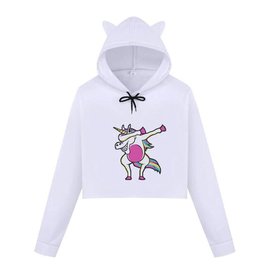 Sweat Crop Top Licorne Dab de l'univers - monde-licorne