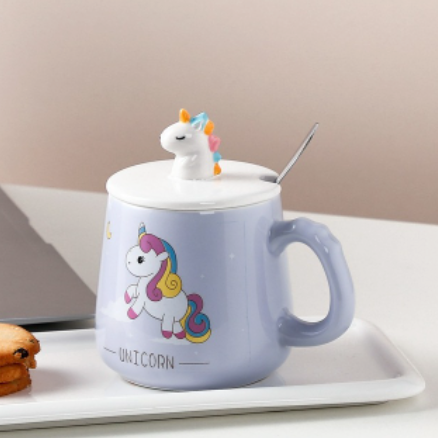tasse licorne avec couvercle et emplacement cuilere