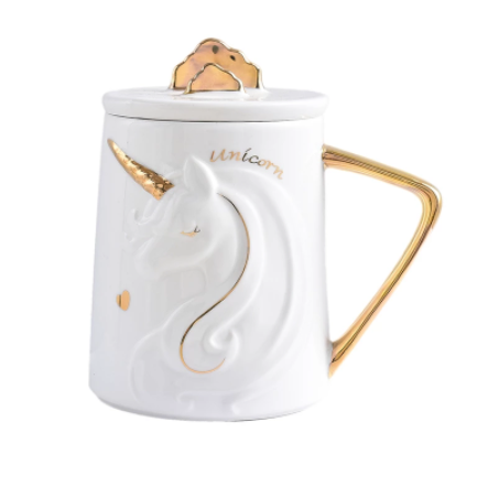 mug licorne or et blanc