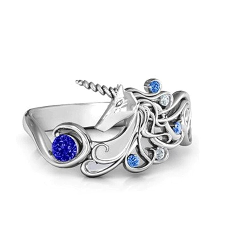 bague licorne bleu pour adulte