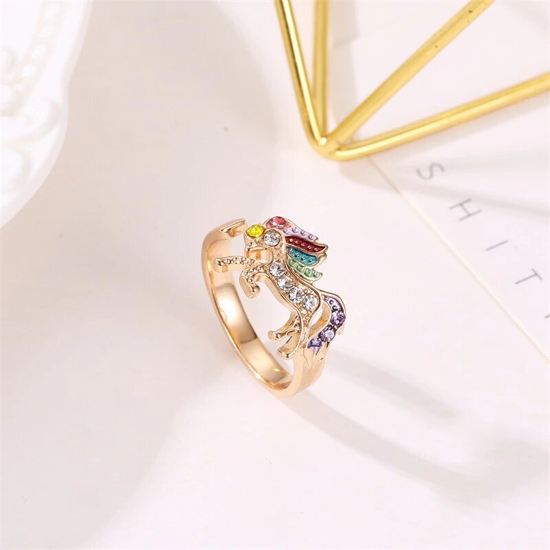bague licorne couleur or