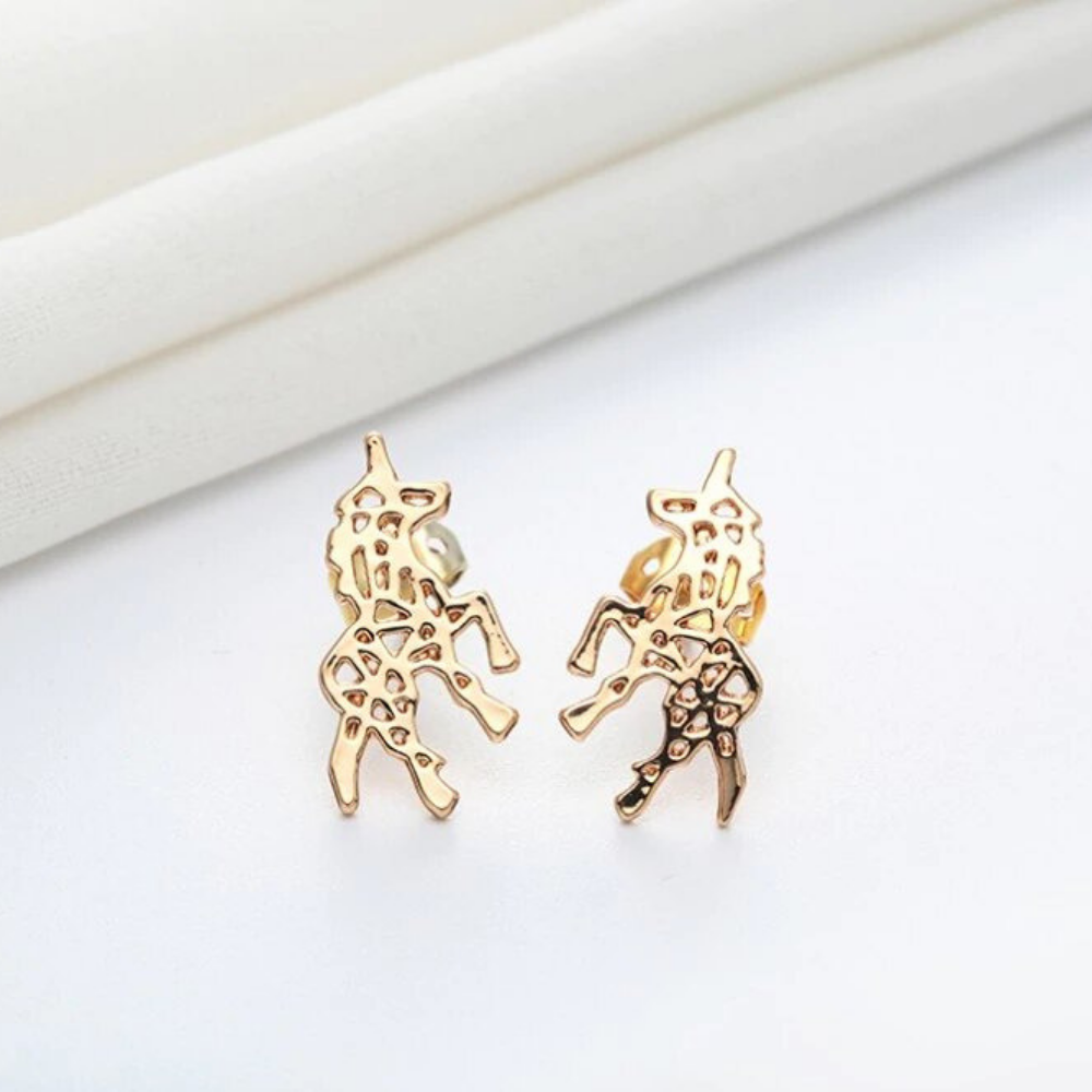 Boucle D'oreille Licorne Couleur Or - monde-licorne