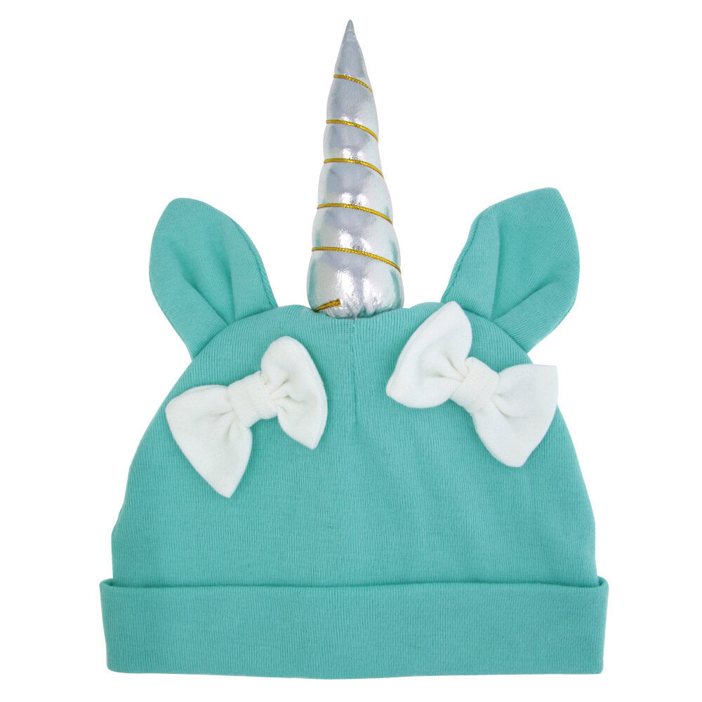 bonnet bleu style licorne pour bebe