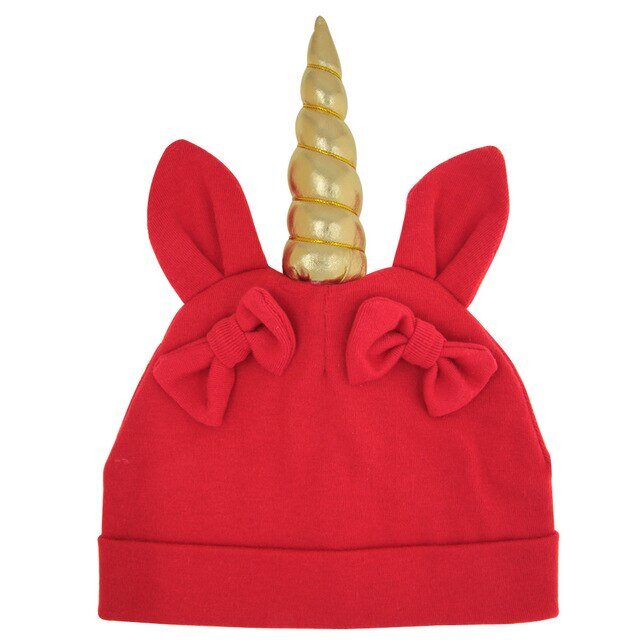 Bonnet licorne bebe couleur rouge