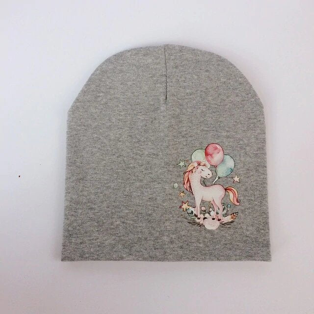 bonnet gris licorne pour fille