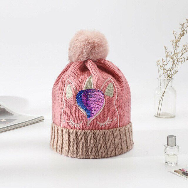 bonnet rose licorne adulte