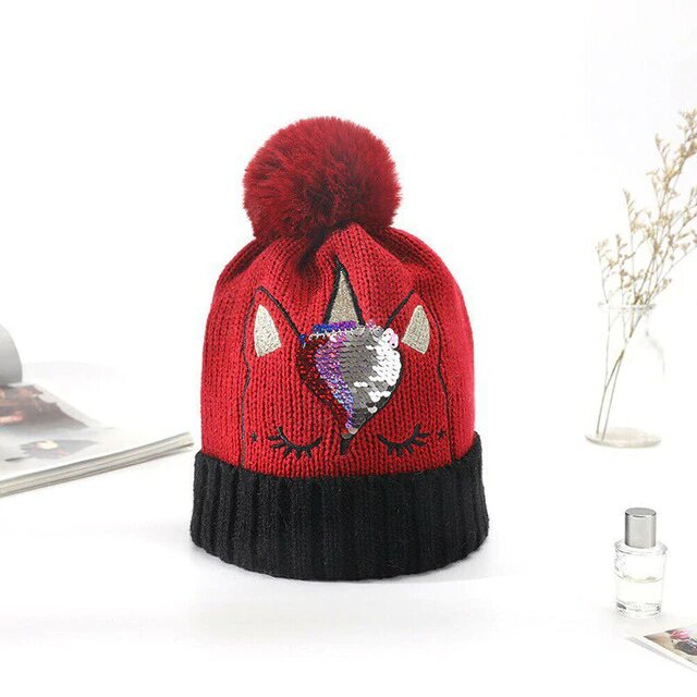 bonnet rouge licorne adulte
