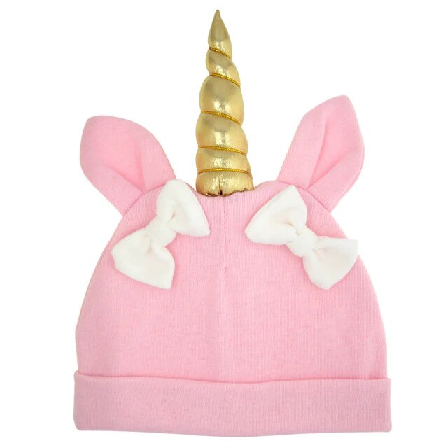 bonnet licorne bebe rose
