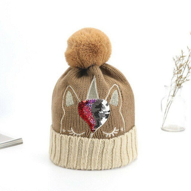 bonnet pompon licorne