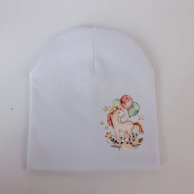 bonnet blanc motif licorne pour fille