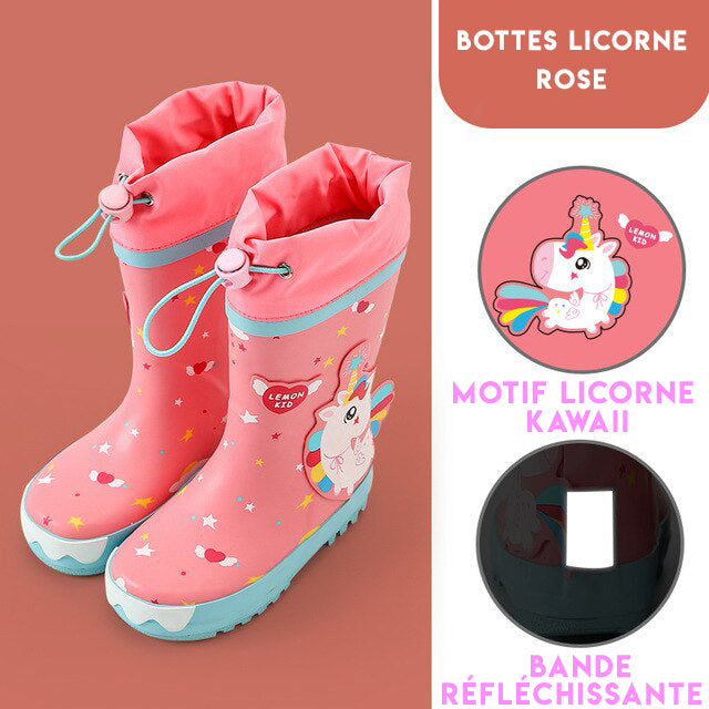 botte rose motif licorne kawaii