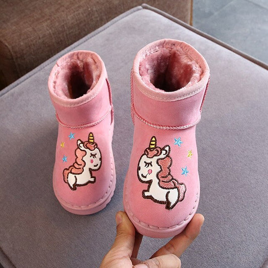 bottes bebe licorne rose velours