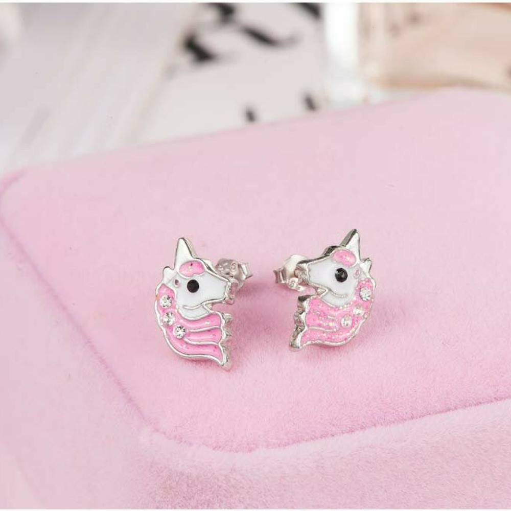 Boucle D oreille Licorne rose pas chere