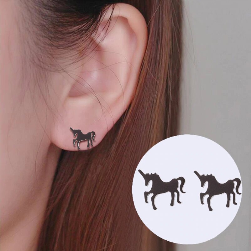 Boucle D'oreille Licorne Argent - monde-licorne