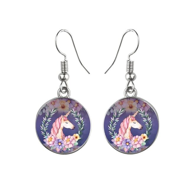 Boucles D'Oreilles Licorne Fille Ozmw - Boucles Enfant Mignonnes Pailletées Avec Design Licorne Arc-en-Ciel