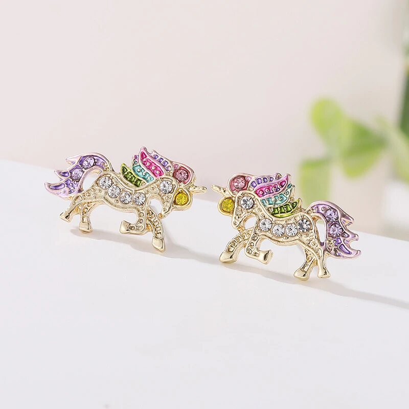 boucles d oreilles or pour fille style licorne
