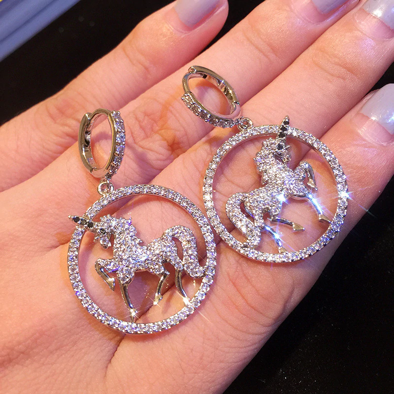 Boucles d'Oreilles Brillante Licorne