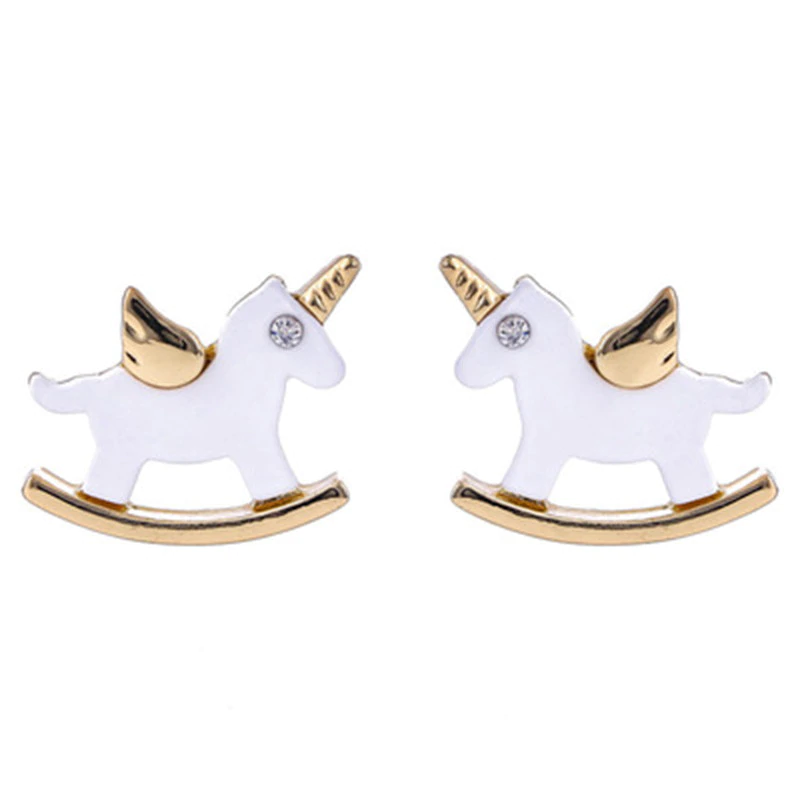 boucle d oreille pour enfant motif licorne a bascule