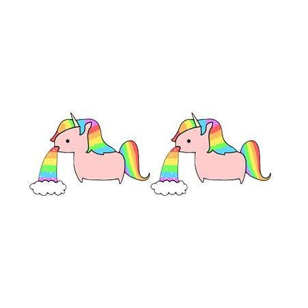 Boucles d'Oreilles Licorne Vomit Arc en Ciel