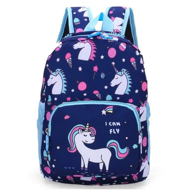 Cartable Scolaire style Licorne couleur Bleu