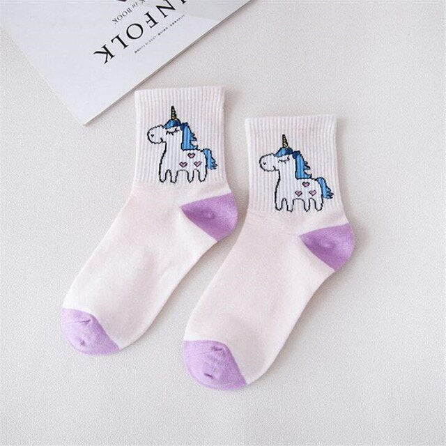 chaussette blanche licorne