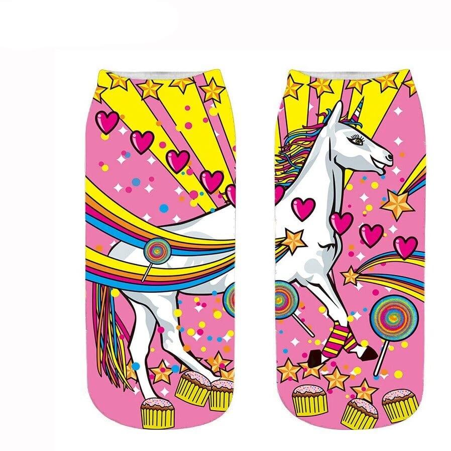 chaussette multicolore licorne