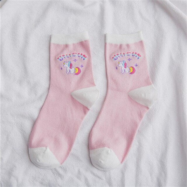 chaussette rose licorne