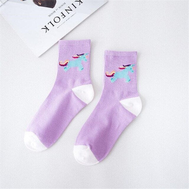 chaussette violette licorne