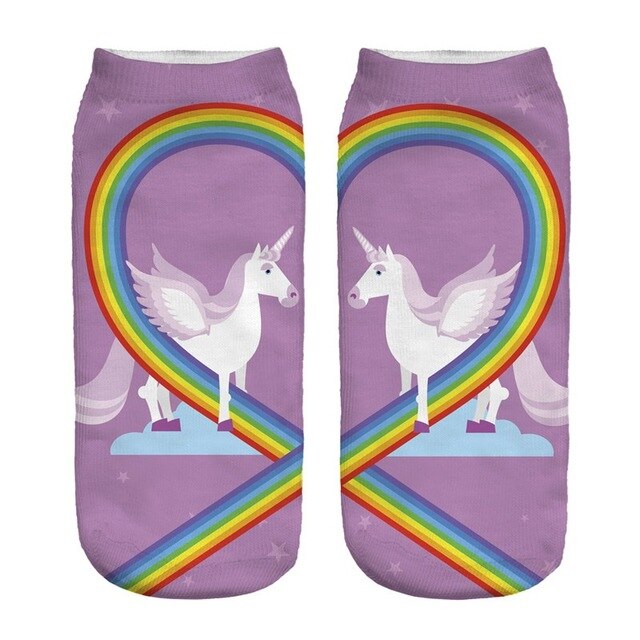 Chaussette Licorne Cœur Arc en Ciel