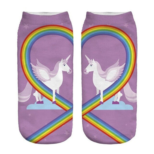 Chaussette Licorne Cœur Arc en Ciel