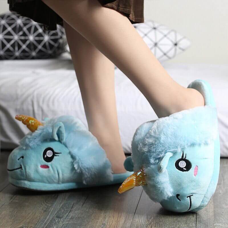 Chausson licorne bleu
