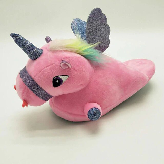 chausson en forme de licorne rose