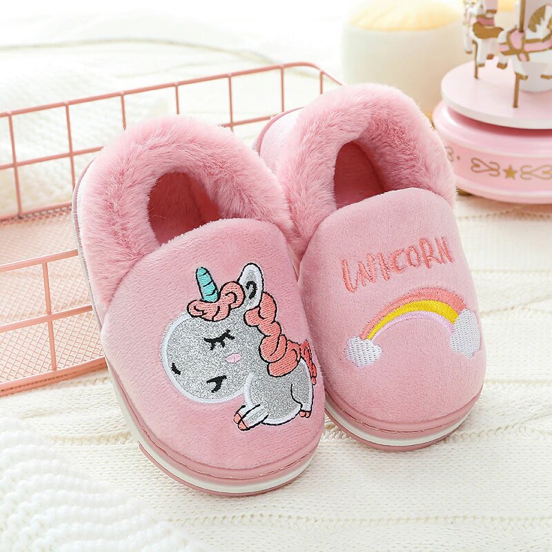 chausson licorne pour enfant et bebe de couleur rose