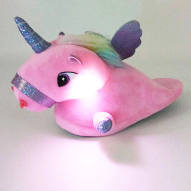chausson rose licorne lumineuse
