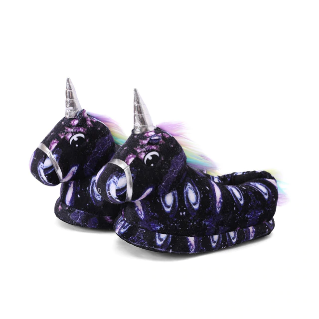 chaussons noir licorne