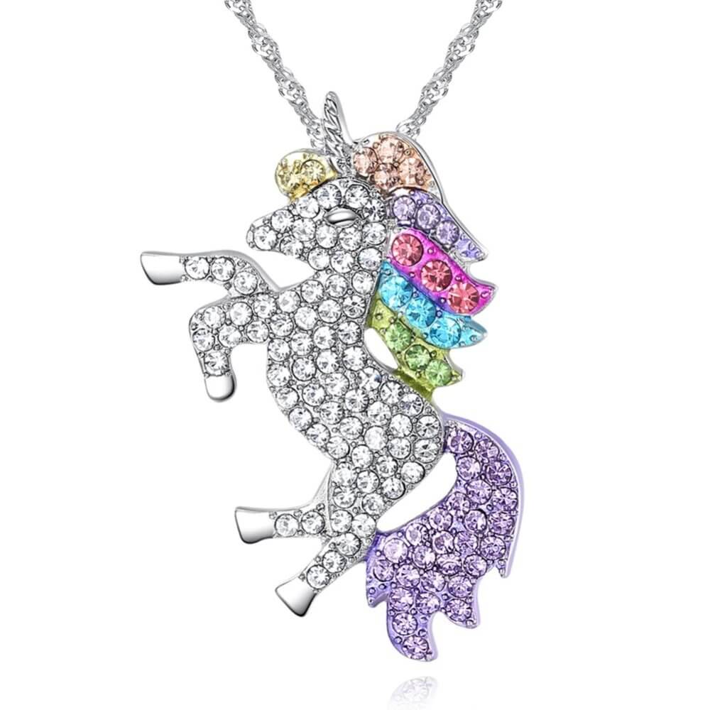 Collier licorne qui brille multicolore