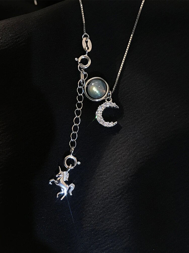 collier licorne celeste strass