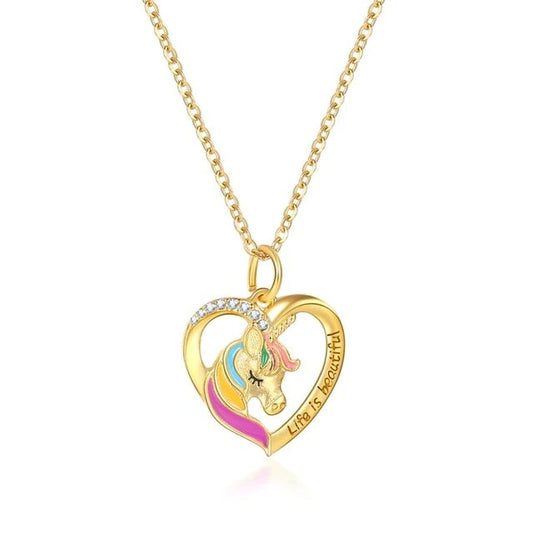 collier licorne couleur doree