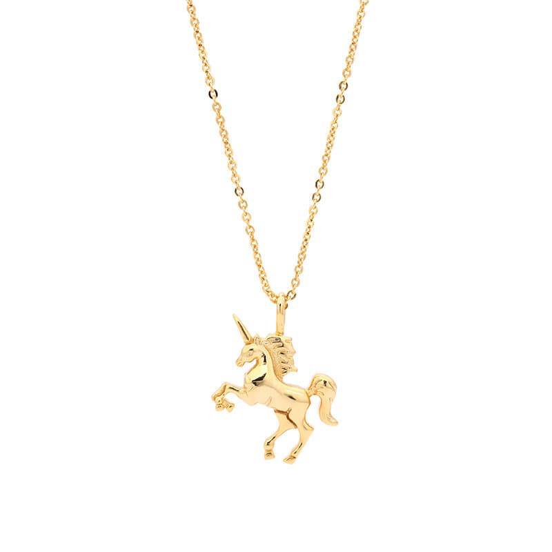 collier pendentif licorne 3d couleur or