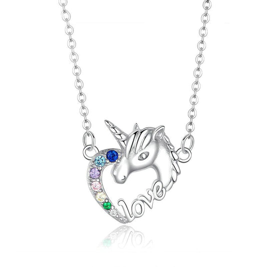 collier licorne inscription love