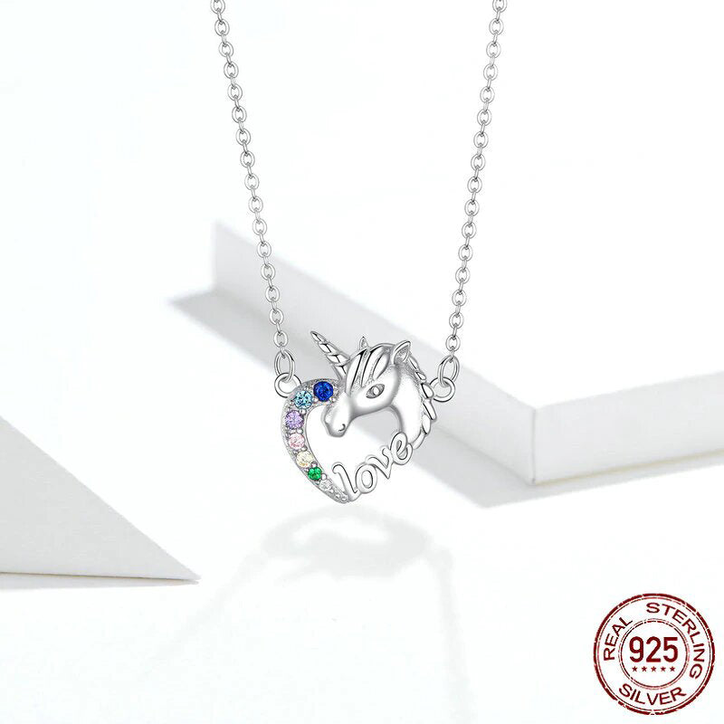 collier licorne love en argent massif 925
