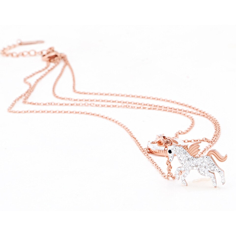 collier lune pendentif licorne