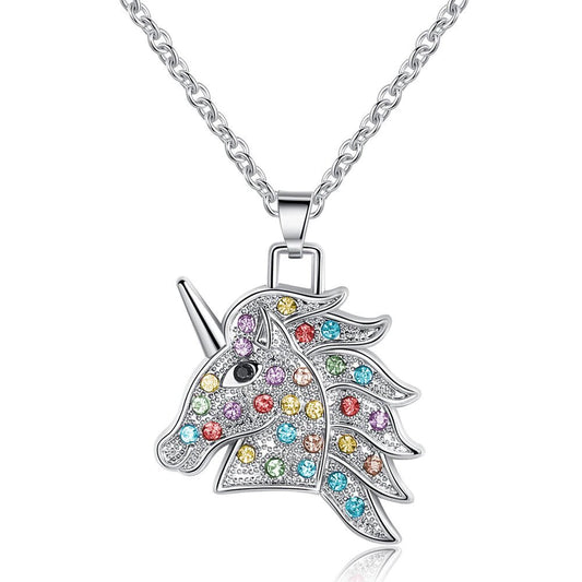 collier licorne argent pierre zircon