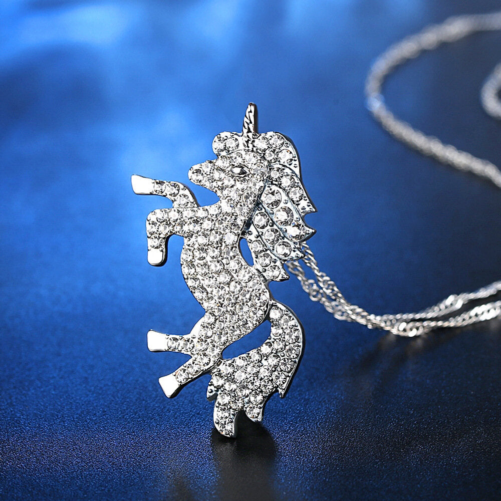 collier licorne zircon blanc pour femme