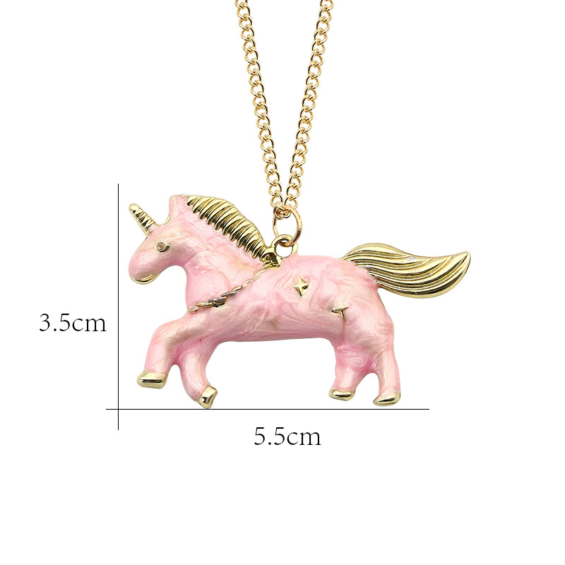 Collier Forme Licorne Rose