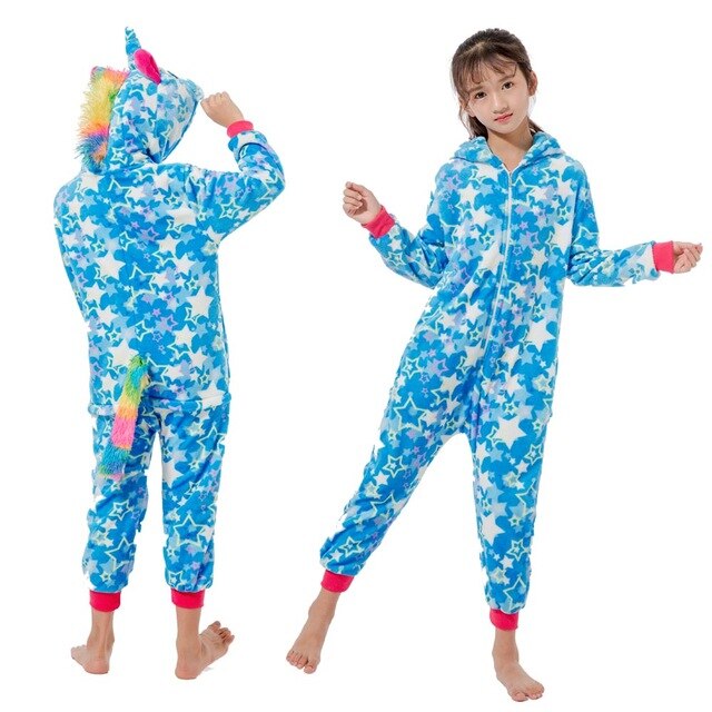 combi enfant fille licorne bleu