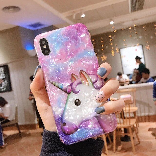 coque brillante licorne emoji pour iphone